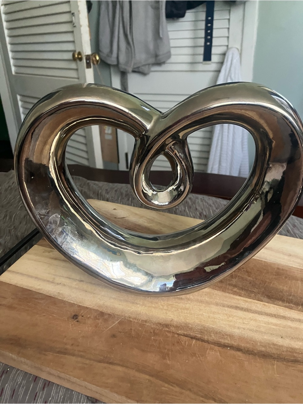 Pier 1 Chrome Heart Ceramic Sculpture